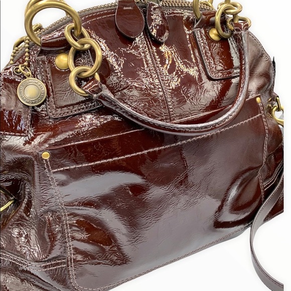 $3️⃣5️⃣0️⃣COACH  Francine Maroon/Burgundy Patent Leather Satchel - Picture 3 of 10